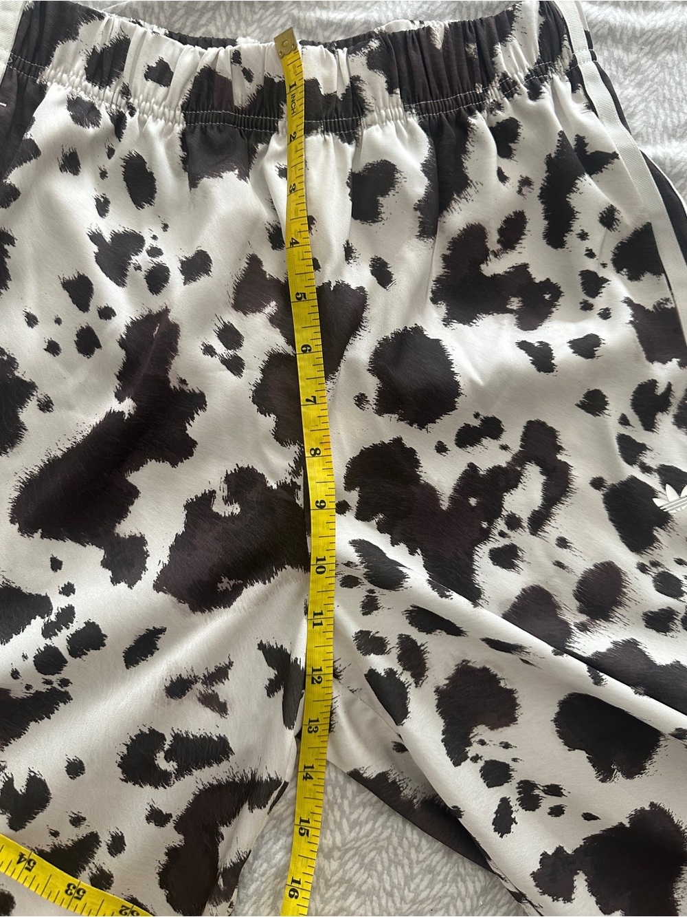 adidas Satin Wide Leg Cow-Print Track Pants - Picture 6 of 7